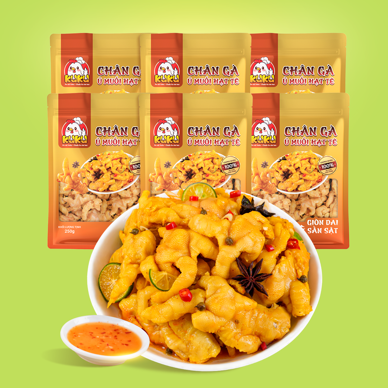 COMBO 6 Gà ủ muối hạt tê 250gr